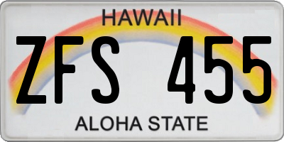 HI license plate ZFS455