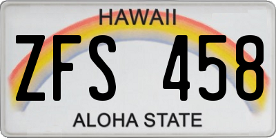 HI license plate ZFS458