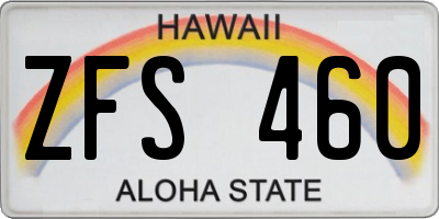HI license plate ZFS460