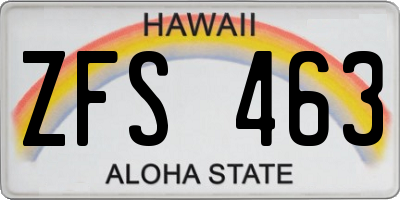 HI license plate ZFS463