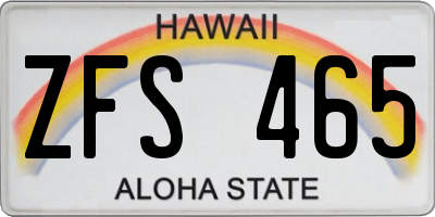 HI license plate ZFS465