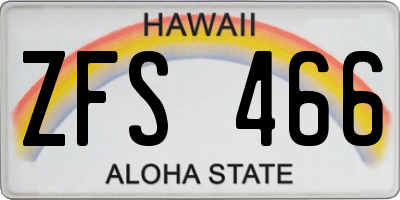 HI license plate ZFS466