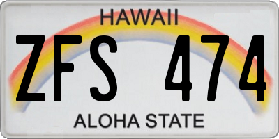 HI license plate ZFS474
