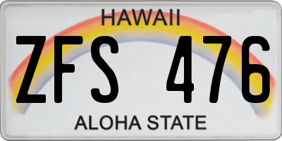 HI license plate ZFS476