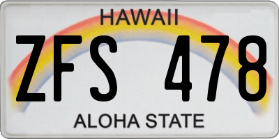 HI license plate ZFS478