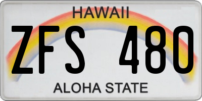 HI license plate ZFS480