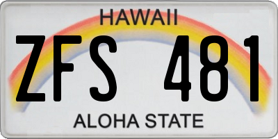 HI license plate ZFS481