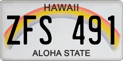 HI license plate ZFS491