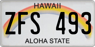 HI license plate ZFS493