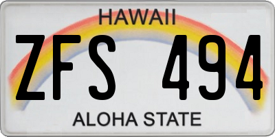 HI license plate ZFS494