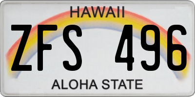 HI license plate ZFS496