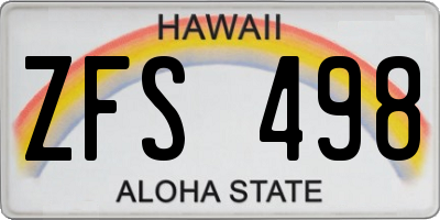 HI license plate ZFS498