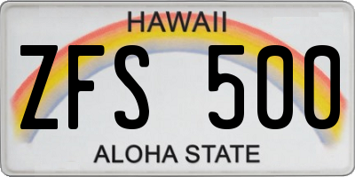 HI license plate ZFS500