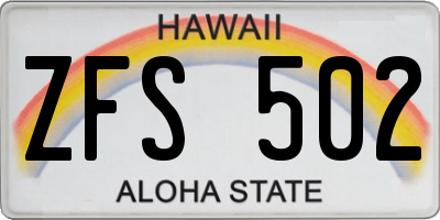 HI license plate ZFS502