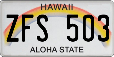 HI license plate ZFS503
