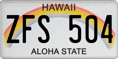 HI license plate ZFS504