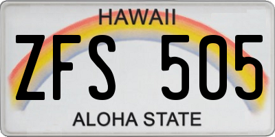 HI license plate ZFS505