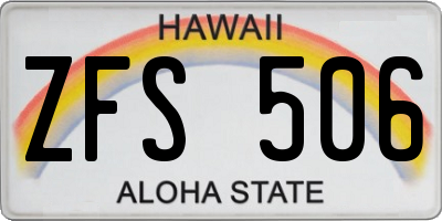 HI license plate ZFS506