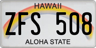 HI license plate ZFS508