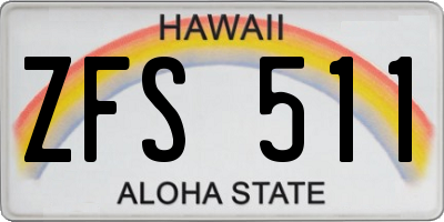 HI license plate ZFS511
