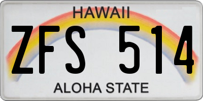 HI license plate ZFS514