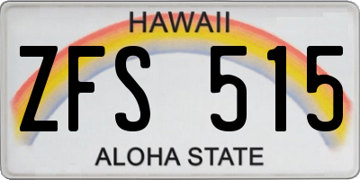 HI license plate ZFS515