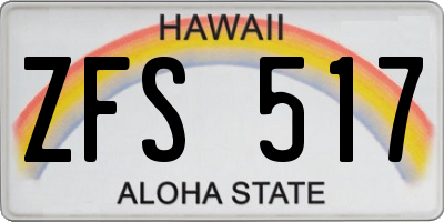 HI license plate ZFS517