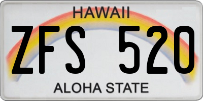 HI license plate ZFS520