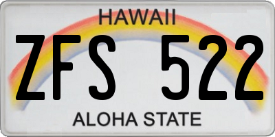 HI license plate ZFS522