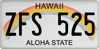 HI license plate ZFS525
