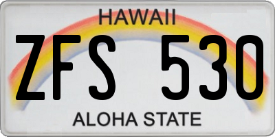 HI license plate ZFS530