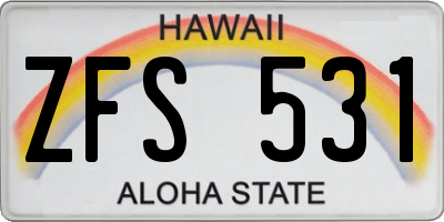 HI license plate ZFS531