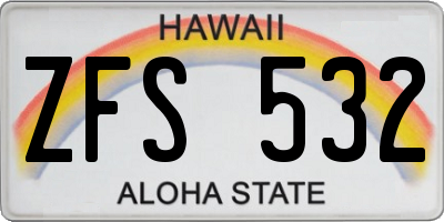 HI license plate ZFS532
