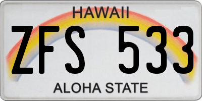HI license plate ZFS533