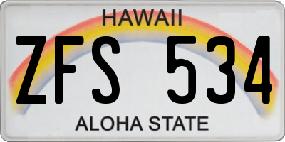 HI license plate ZFS534