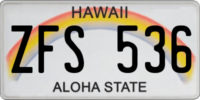 HI license plate ZFS536