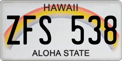 HI license plate ZFS538