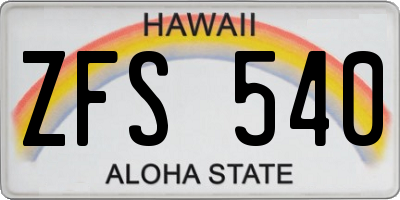 HI license plate ZFS540