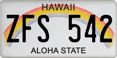 HI license plate ZFS542