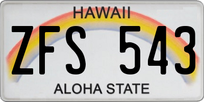 HI license plate ZFS543