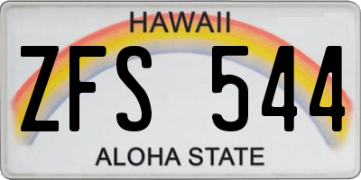 HI license plate ZFS544