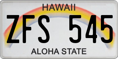 HI license plate ZFS545