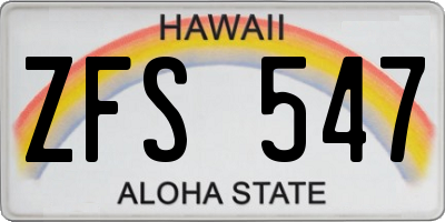 HI license plate ZFS547