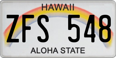 HI license plate ZFS548