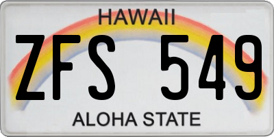 HI license plate ZFS549