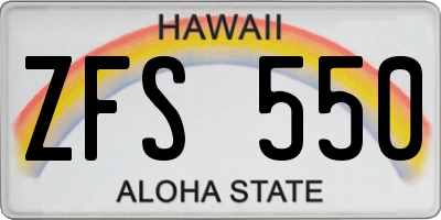 HI license plate ZFS550