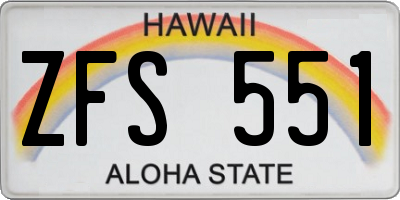 HI license plate ZFS551
