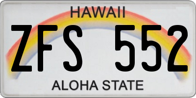 HI license plate ZFS552