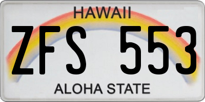 HI license plate ZFS553