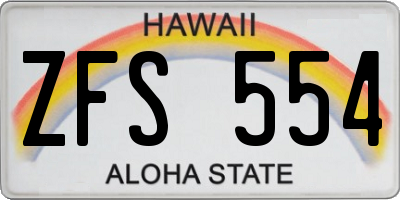 HI license plate ZFS554